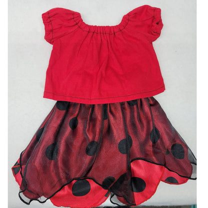 Doll Costume Outfit Ladybug Holiday Skirt Wrap top Fits American Girls & 18 Inch