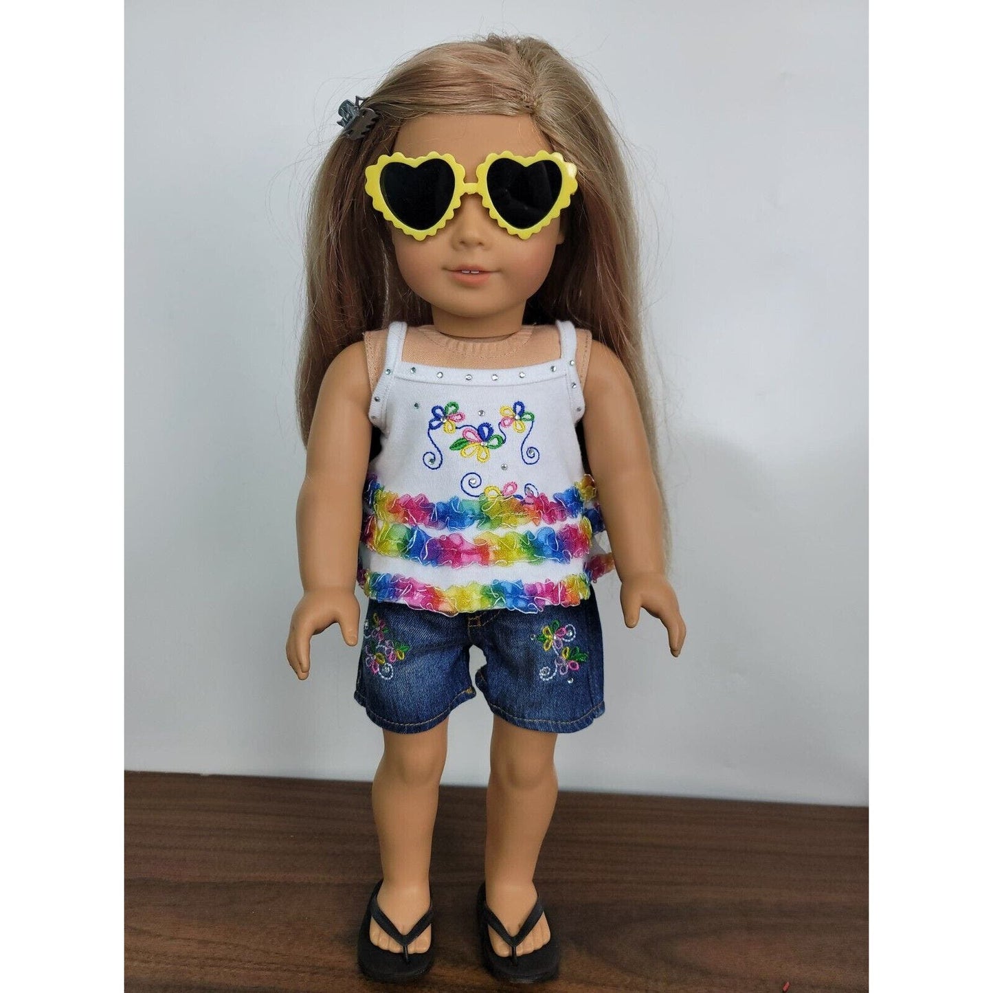 Doll Summer Outfit Floral Glasses Shoes fits American Girl 18" Outing Play Set