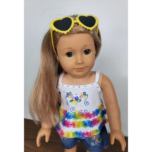 Doll Summer Outfit Floral Glasses Shoes fits American Girl 18" Outing Play Set