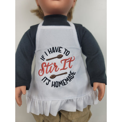 Doll Apron Handmade Embroidered fits 18 inch Dolls American Made Pretend Baking Cook Girl Doll Gift Boy Doll