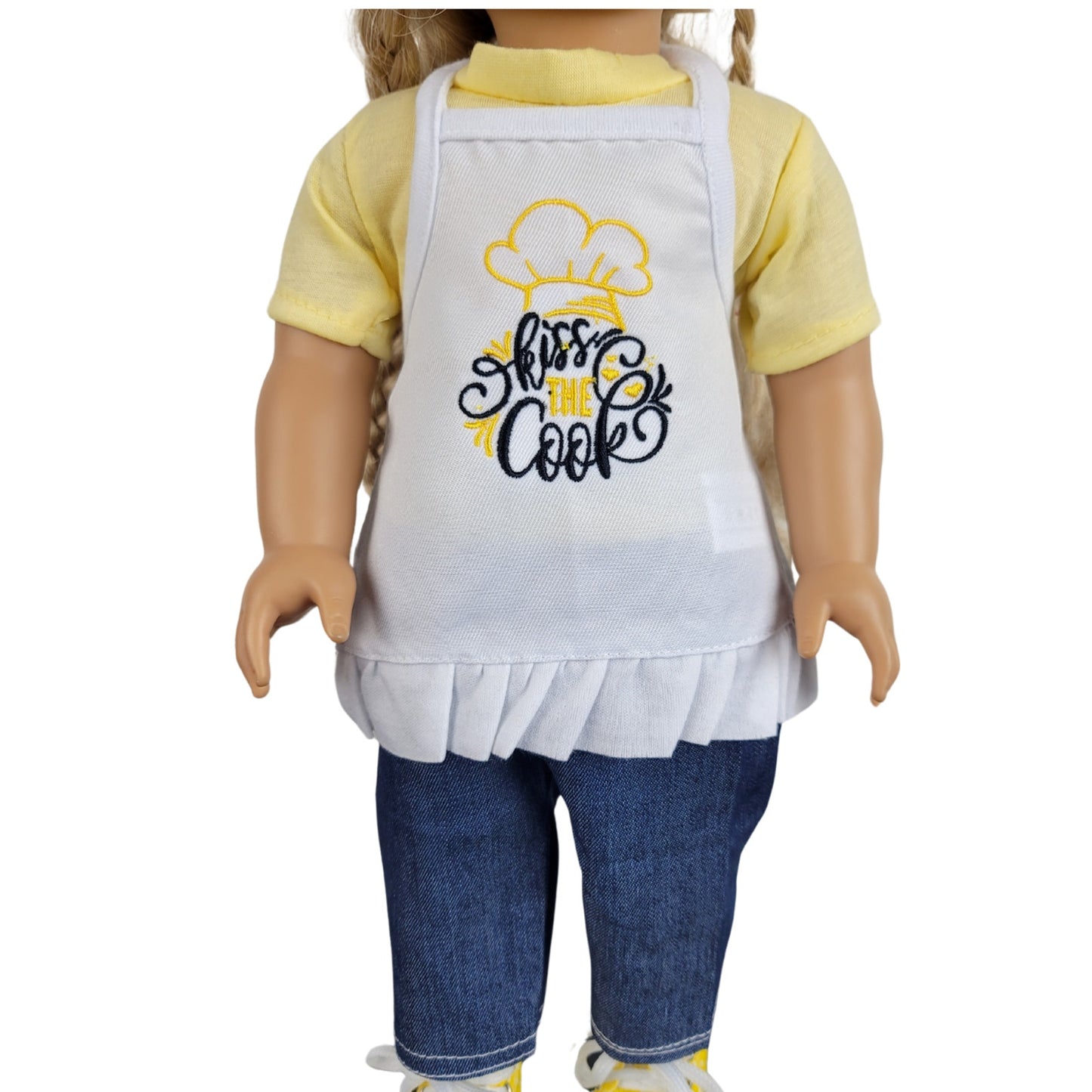 Doll Clothes Apron Outfit Kitchen Chef Kiss the Cook Gift fits 18" American Girl