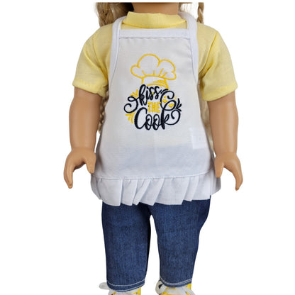 Doll Clothes Apron Outfit Kitchen Chef Kiss the Cook Gift fits 18" American Girl