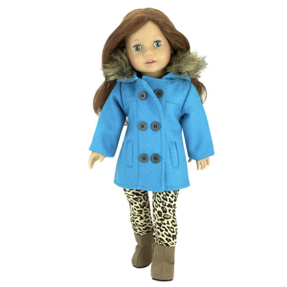 Doll Winter Pea Coat Boots Winter Set Teal Sophia's fits American Girl 18" Dolls