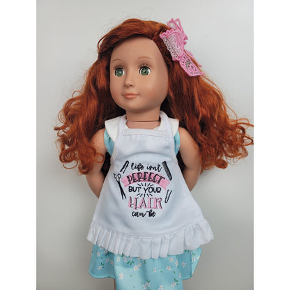 Doll Apron Hairdresser Embroidered fits 18" American Made Pretend Hairstyle