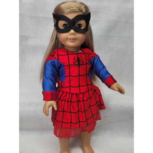 Doll Clothes Costume Spider Girl Shirt Skirt Mask Superhero Fits American Girl
