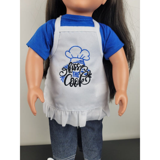 Doll Outfit Apron Clothes Kitchen Chef Kiss the Cook Gift fits 18" American Girl