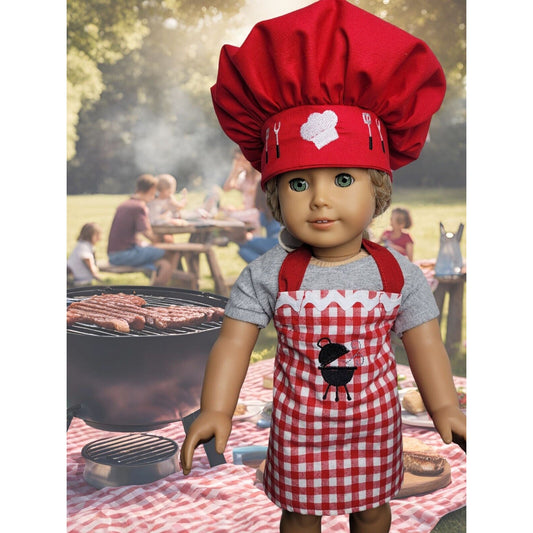 Doll Clothes Barbecue Apron Set and Chef Hat fits 18" American Girl Dolls Picnic