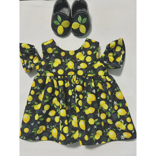 Doll Dress Lemon Drop Shoulder Matching Summer Outfit fits American Girl & 18"