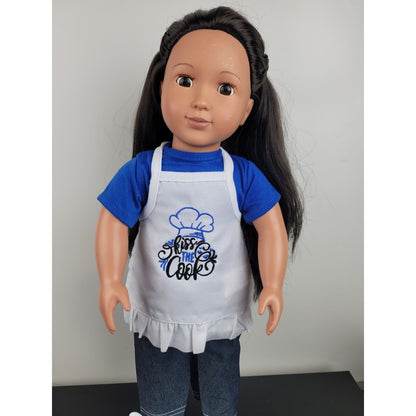 Doll Outfit Apron Clothes Kitchen Chef Kiss the Cook Gift fits 18" American Girl