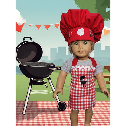 Doll Clothes Barbecue Apron Set and Chef Hat fits 18" American Girl Dolls Picnic