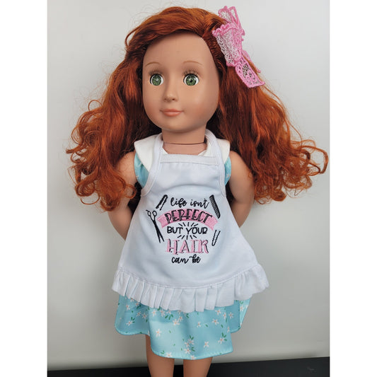 Doll Apron Hairdresser Embroidered fits 18" American Made Pretend Hairstyle