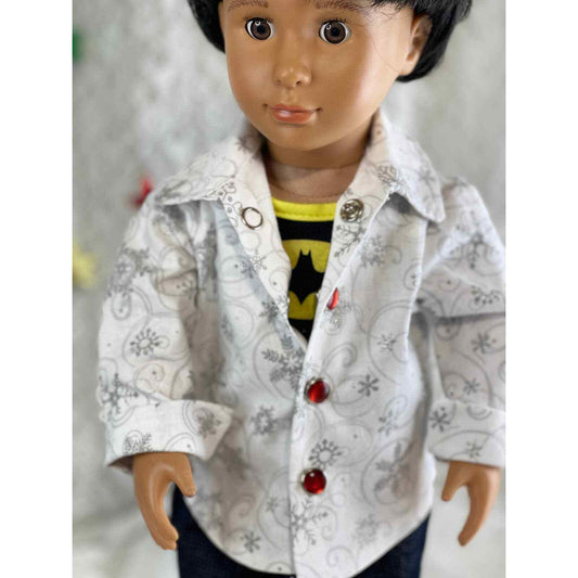 Doll Outfit Holiday Pearl Snap Button Navy Denim Pants American Girl 18" Dolls
