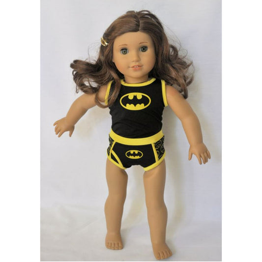 Doll Clothes Bat Superhero Pajamas Set Tank Underwear fits American Girl & 18"