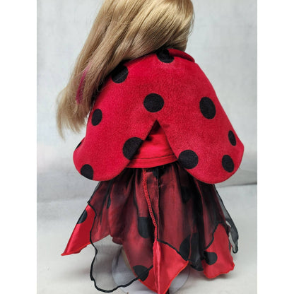 Doll Costume Outfit Ladybug Holiday Skirt Wrap top Fits American Girls & 18 Inch