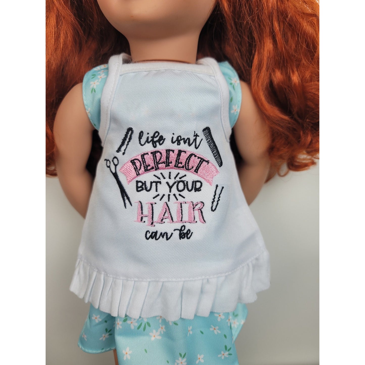 Doll Apron Hairdresser Embroidered fits 18" American Made Pretend Hairstyle